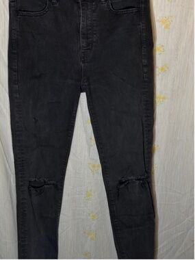 American Eagle Outfitters Super Stretch High Rise Jegging Distressed Black Sz 8
